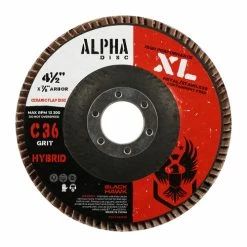 Wholesale ✔️ BHA - Black Hawk Abrasives 4-1/2" X 7/8" Black Hawk Alpha Disc XL Ceramic Flap Disc 🤩 -sanding-belts Sales Black Hawk Alpha Disc Front 16259.1572982907